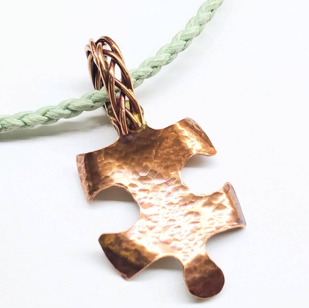 Large Braided Bail Puzzle Piece Autism Awareness Pendant with Various Order Options