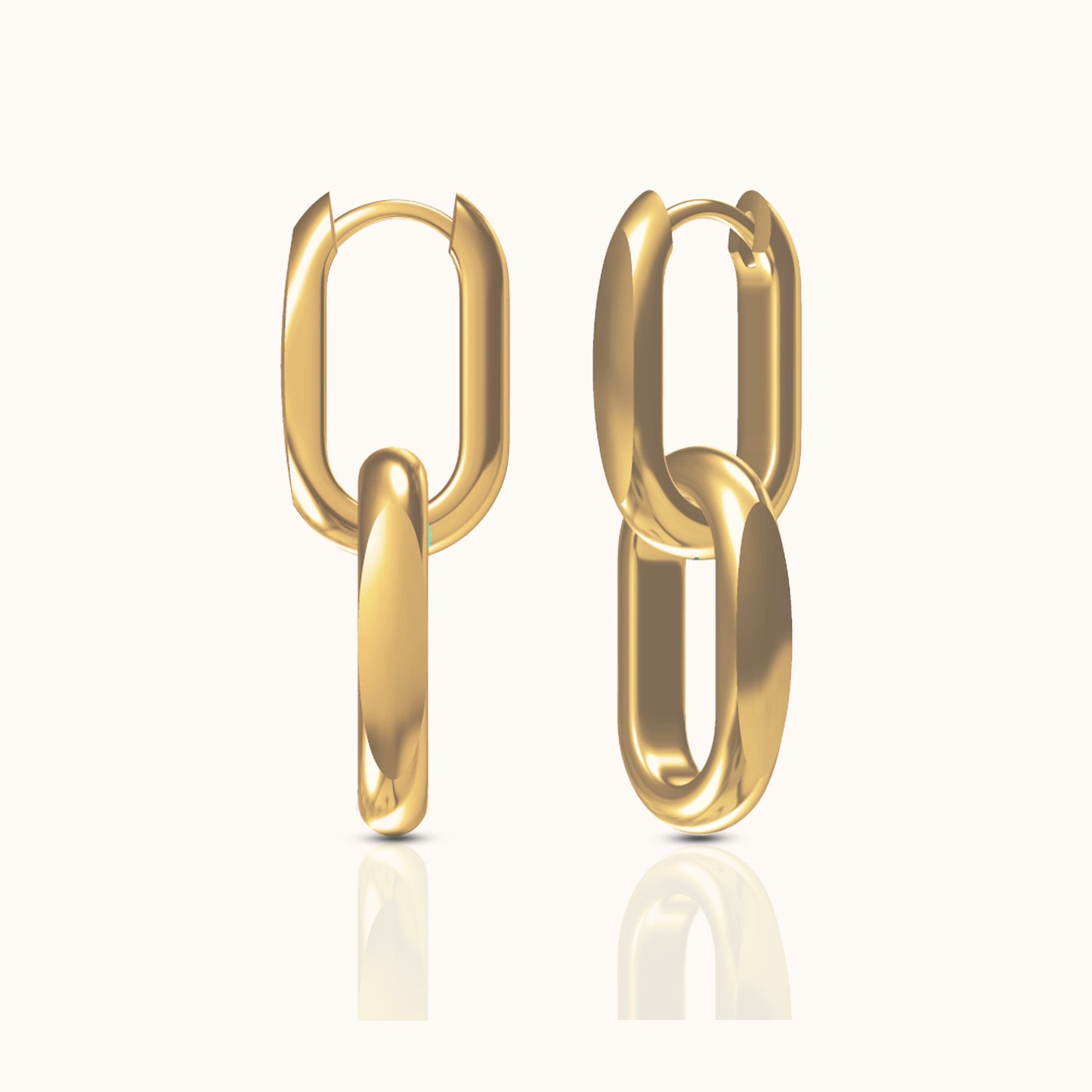 Large Paperclip Link Chain Dangle Hoop Earrings
