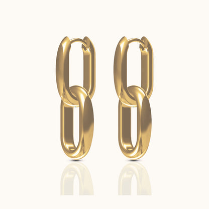Large Paperclip Link Chain Dangle Hoop Earrings