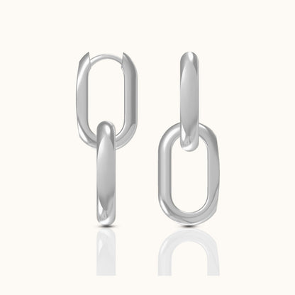 Large Paperclip Link Chain Dangle Hoop Earrings
