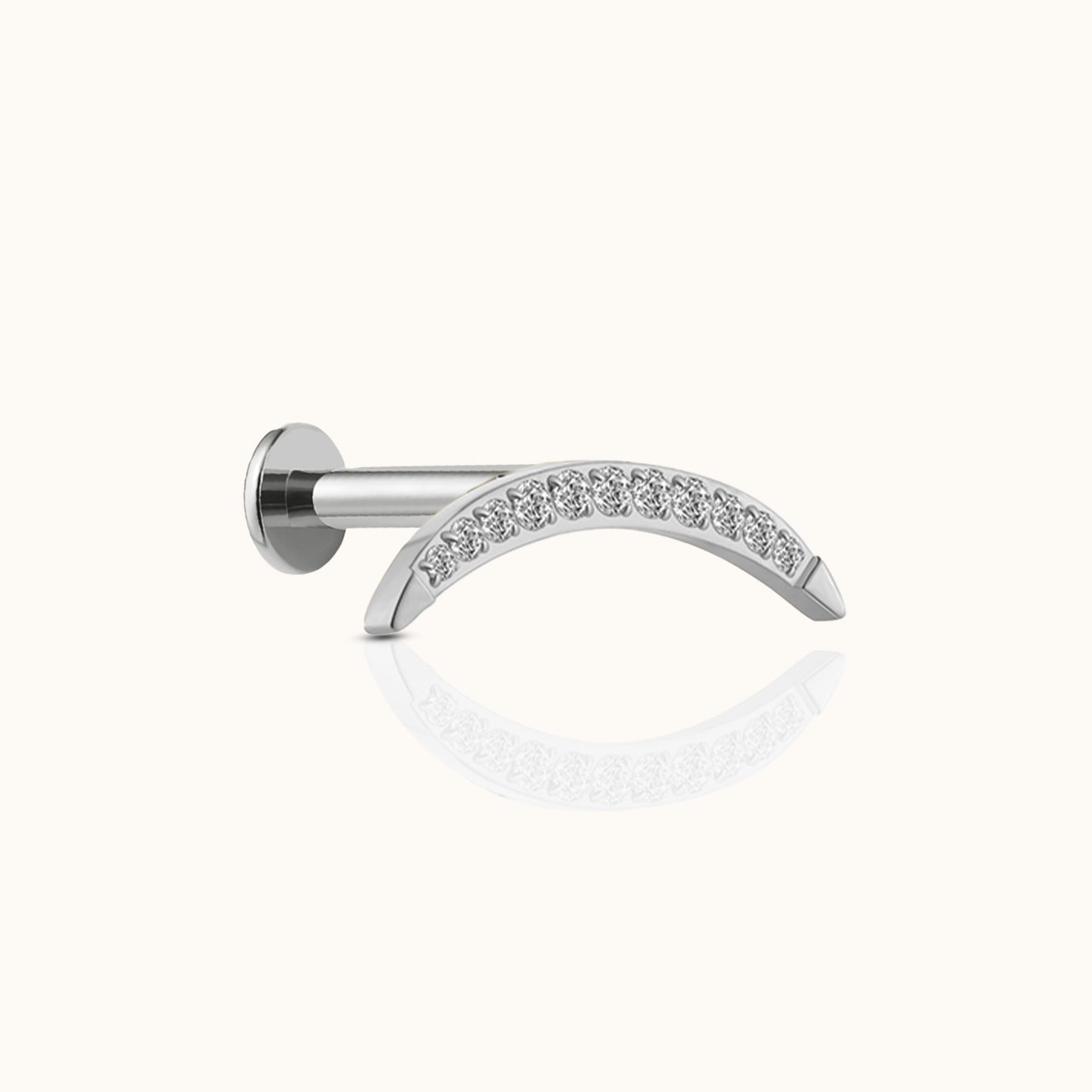 Large Moon Crescent Threadless Labret Titanium Flat Back Earring