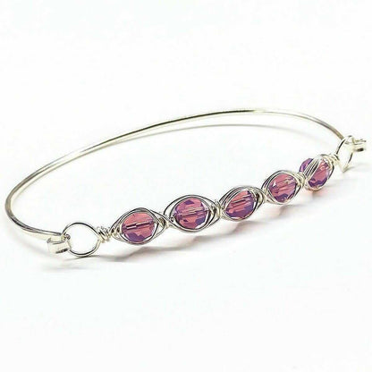 Larger Oval Shaped Swarovski Crystal Bar Bangle Bracelet