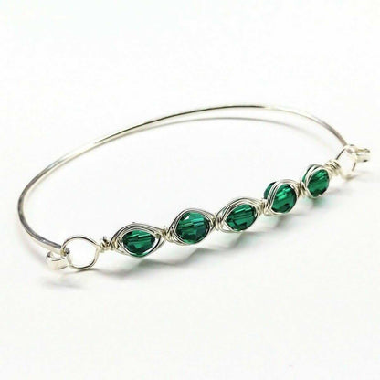 Larger Oval Shaped Swarovski Crystal Bar Bangle Bracelet