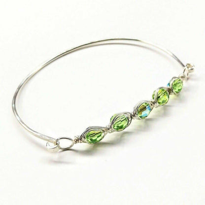 Larger Oval Shaped Swarovski Crystal Bar Bangle Bracelet