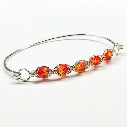 Larger Oval Shaped Swarovski Crystal Bar Bangle Bracelet