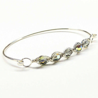 Larger Oval Shaped Swarovski Crystal Bar Bangle Bracelet