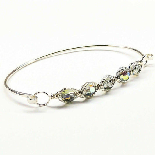 Larger Oval Shaped Swarovski Crystal Bar Bangle Bracelet