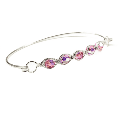 Larger Oval Shaped Swarovski Crystal Bar Bangle Bracelet