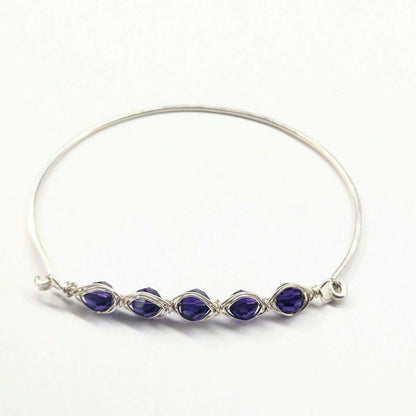 Larger Oval Shaped Swarovski Crystal Bar Bangle Bracelet