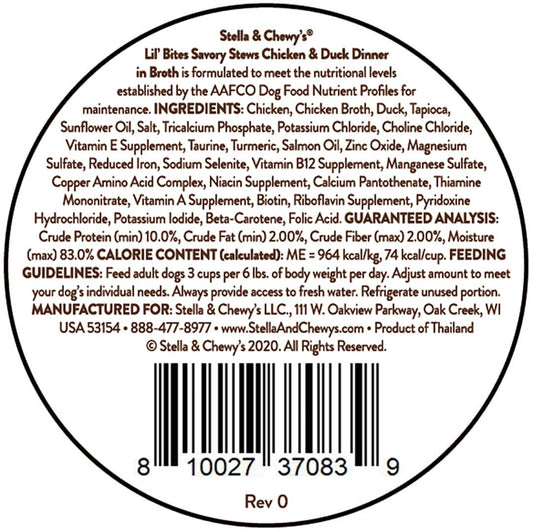 Stella & Chewy’s Lil Bites Stew Chicken & Duck Dog Food (2.7oz)