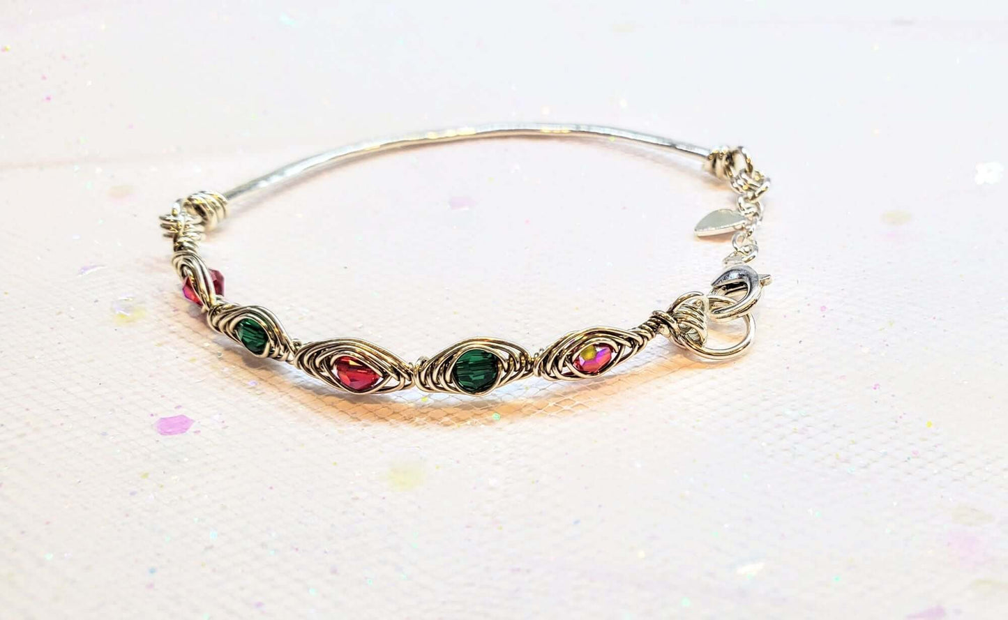 Limited Edition Red Green Christmas Holiday Tube Bracelet