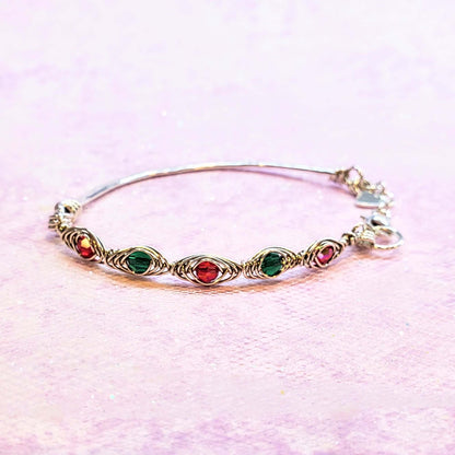 Limited Edition Red Green Christmas Holiday Tube Bracelet