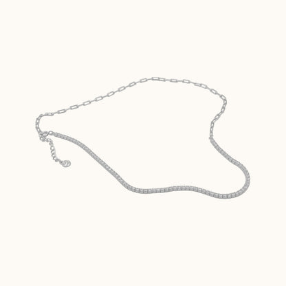 Paperclip Link and CZ Chain Necklace