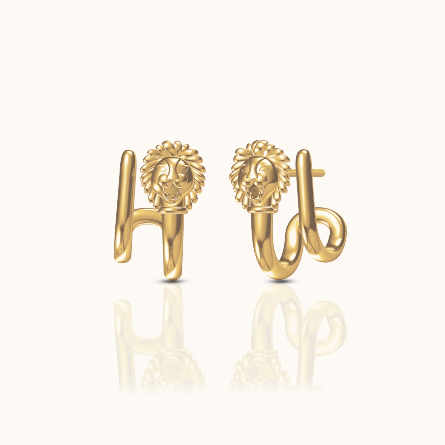 Lion Head Byzantine Stud Earrings