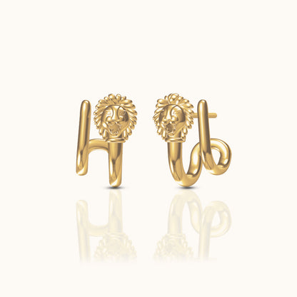 Lion Head Byzantine Stud Earrings
