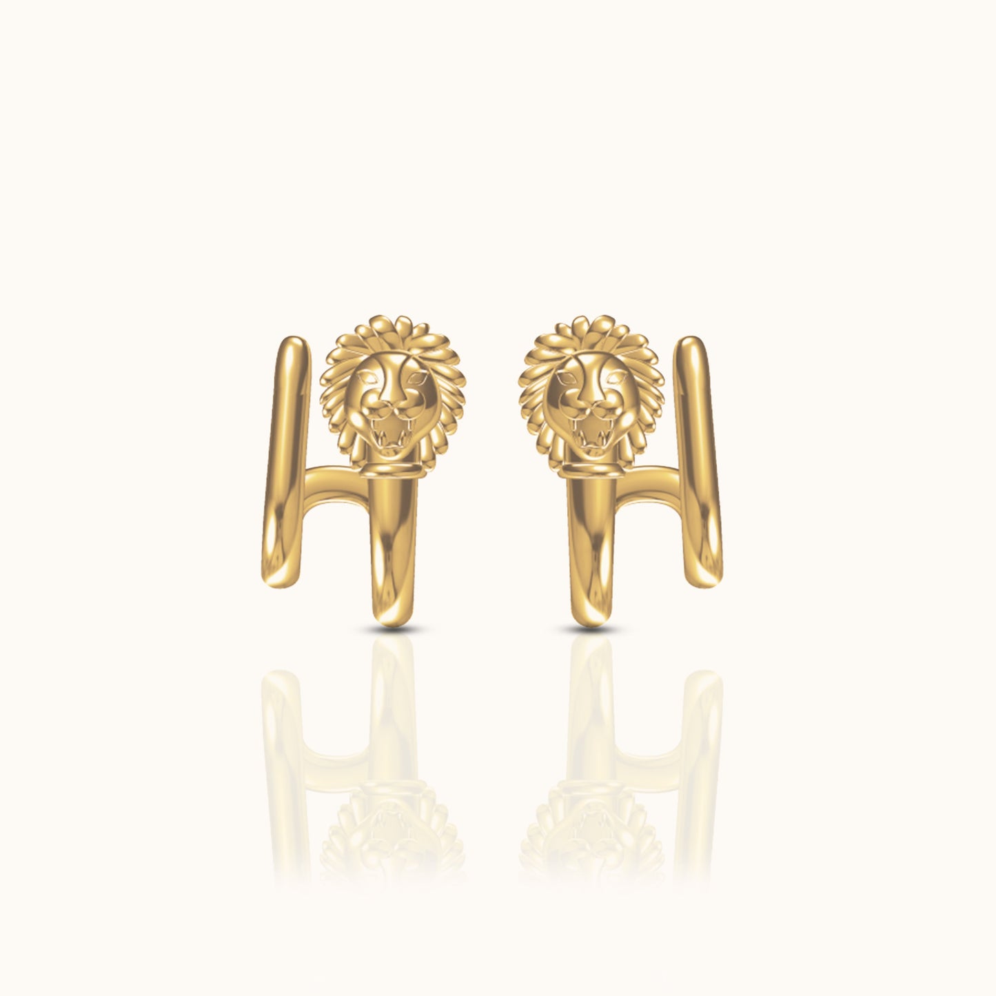 Lion Head Byzantine Stud Earrings