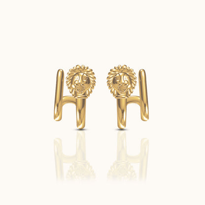 Lion Head Byzantine Stud Earrings