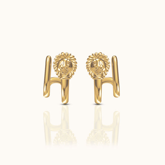 Lion Head Byzantine Stud Earrings
