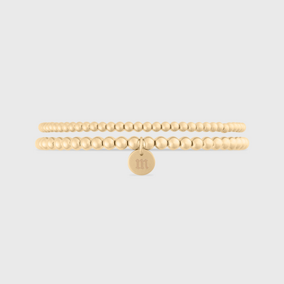 old english initial juno double bracelet stack (3+4mm)