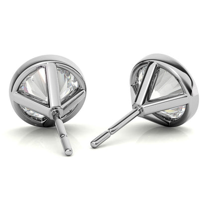 4.00 CTW Lab Grown Diamond Bezel Martini Stud Earrings in 14K White or Yellow Gold