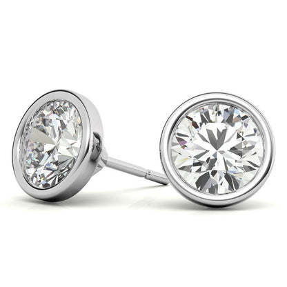 4.00 CTW Lab Grown Diamond Bezel Martini Stud Earrings in 14K White or Yellow Gold