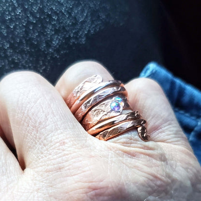 Matching Stackable Brides Mag Copper Crystal Embedded Wrap Ring