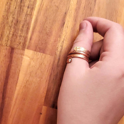 Matching Stackable Brides Mag Copper Crystal Embedded Wrap Ring