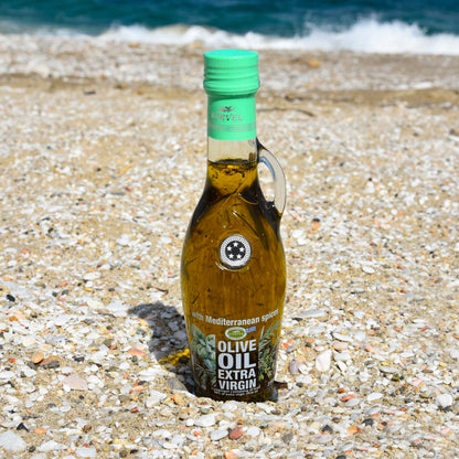 KORVEL Greek Extra Virgin Olive Oil with Mediterranean Herbs - 2 Pack