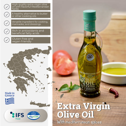 KORVEL Greek Extra Virgin Olive Oil with Mediterranean Herbs - 6 Pack
