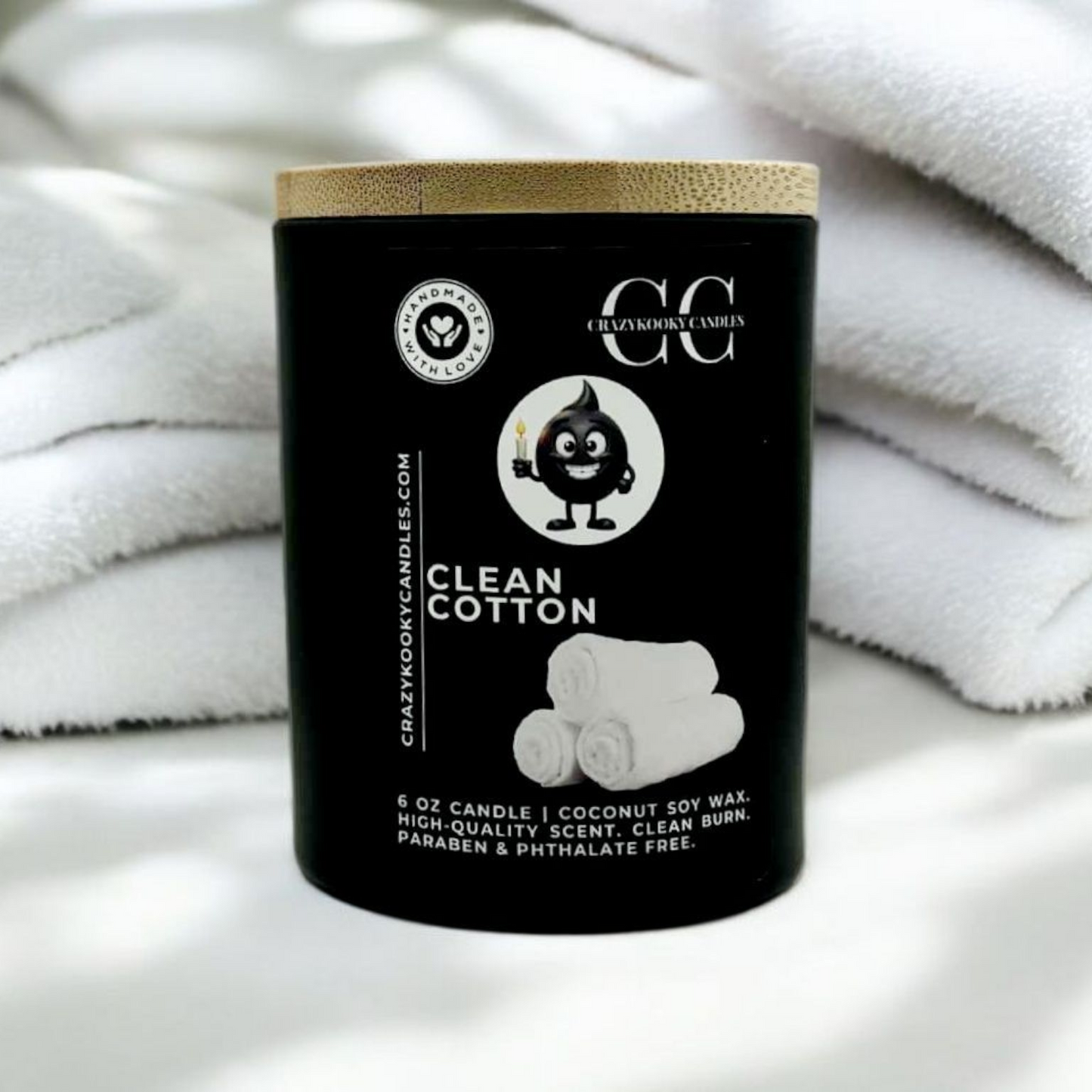 CLEAN COTTON - Funny Candle, Scented Coconut Soy Candle, 6oz