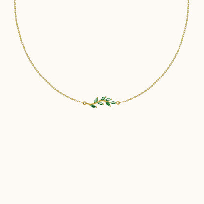 Green CZ Leaves Necklace