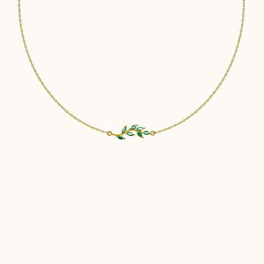 Green CZ Leaves Necklace