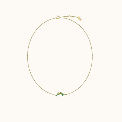 Green CZ Leaves Necklace