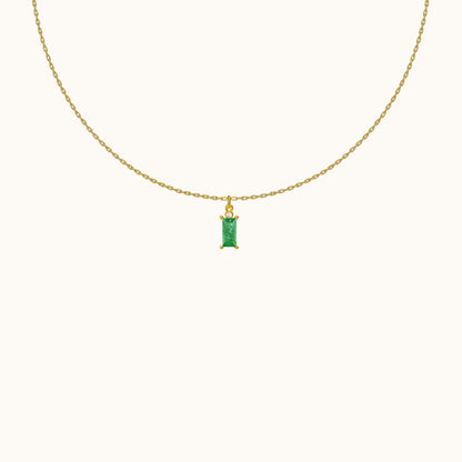 Sage Green Rectangle Gem Necklace