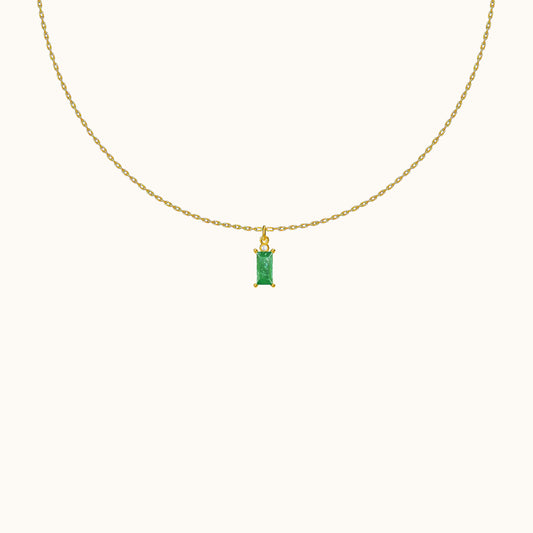 Sage Green Rectangle Gem Necklace