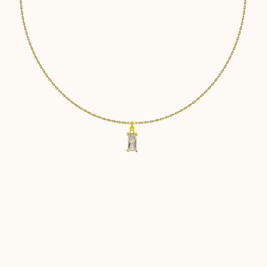 White Rectangle Gem Necklace