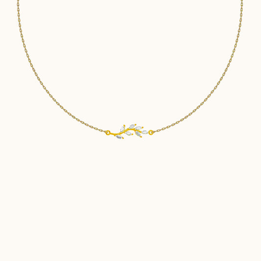 White CZ Leaves Necklace