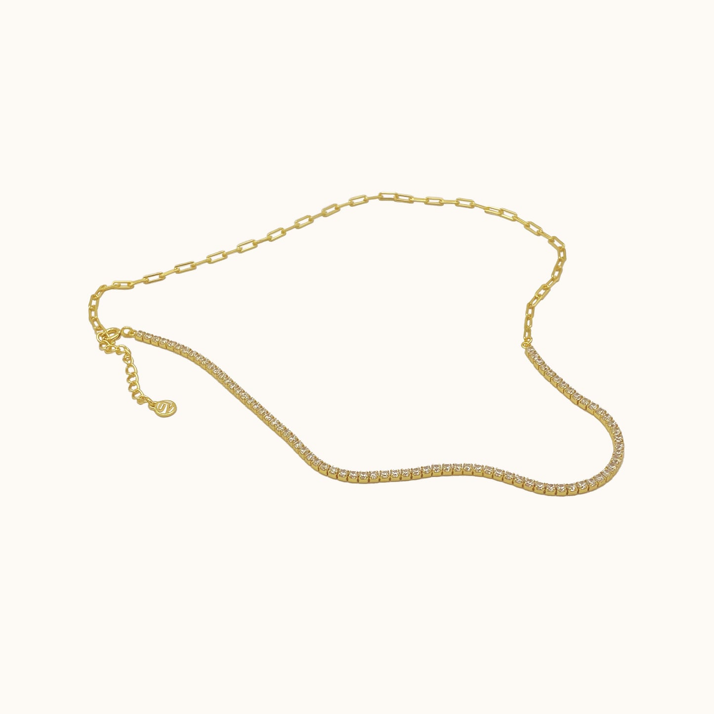 Paperclip Link and CZ Chain Necklace