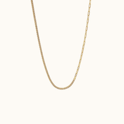 Paperclip Link and CZ Chain Necklace