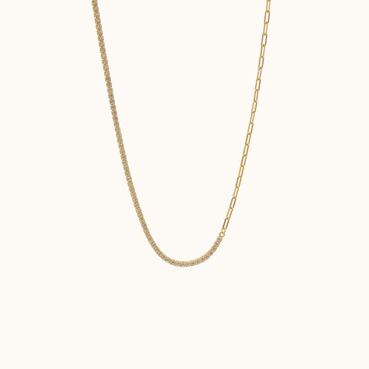 Paperclip Link and CZ Chain Necklace