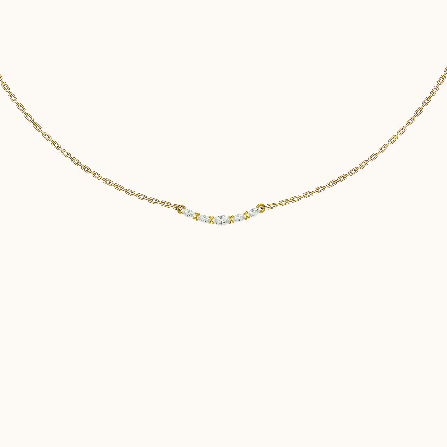 Dainty CZ Pave Smiley Bar Necklace