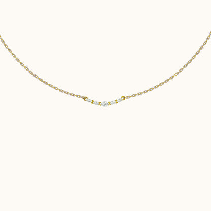 Dainty CZ Pave Smiley Bar Necklace