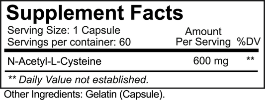 NutraKey NAC 600mg, 60 Capsules