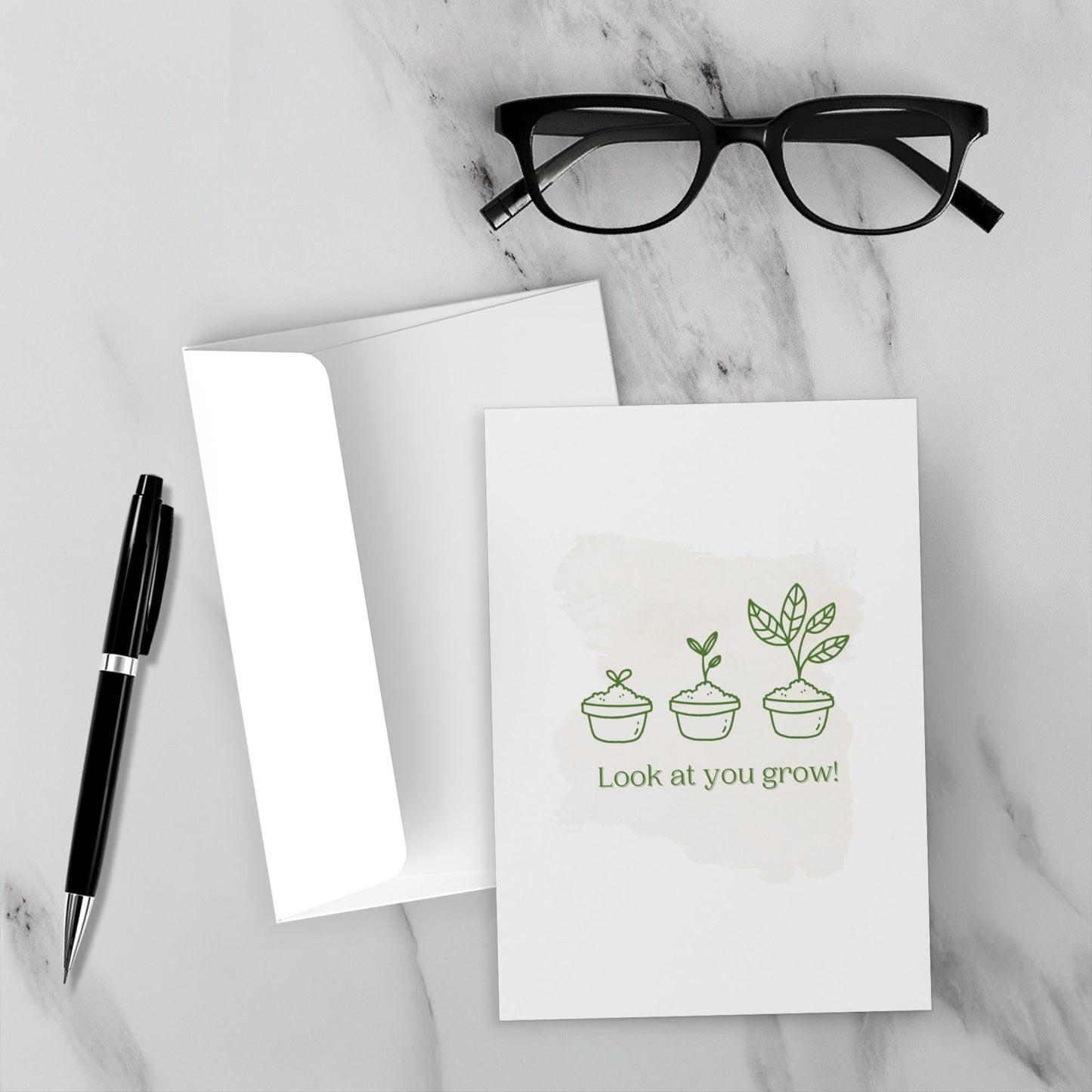 Plant Growth Graduation Card – Blank Inside With Envelope