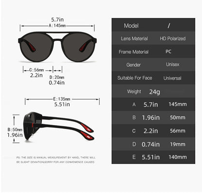Round Polarized Sunglasses Steampunk Sun Glasses Sports Running Glasses for Fishing Driving for Men Women
