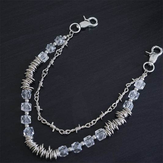 Retro fashion thorn shaped pearl bag chain