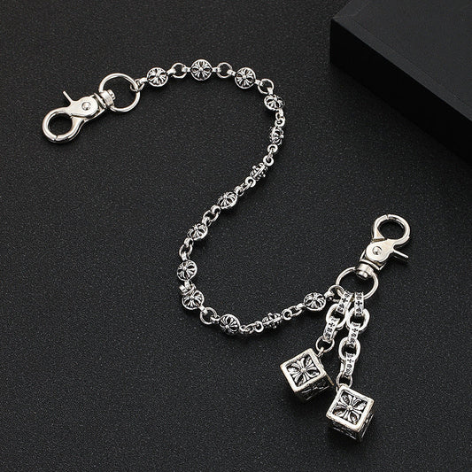 Retro cross flower ball bag chain