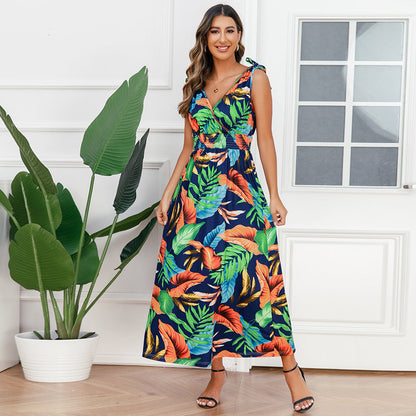 Hawaiian Beach Dress Summer Print Long Skirt Women's Dress