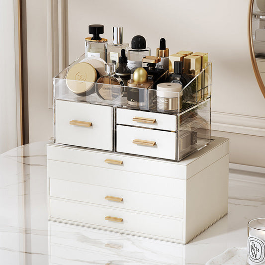PU leather window multi-layer drawer-style jewelry box