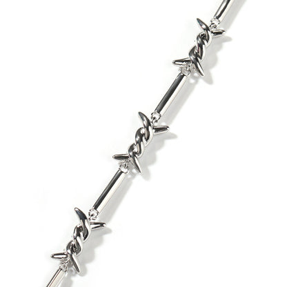 Hiphop zircon-encrusted barbed wire necklace